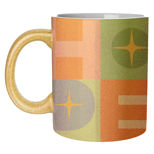 Bright Mid Mod HOPE Typography • Christmas greeting - unique mug by Dominique Vari