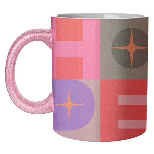 Bright Mid Mod HOPE Typography • Christmas greeting - unique mug by Dominique Vari