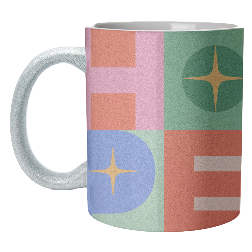 Bright Mid Mod HOPE Typography • Christmas greeting - unique mug by Dominique Vari