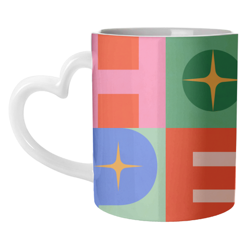 Bright Mid Mod HOPE Typography • Christmas greeting - unique mug by Dominique Vari