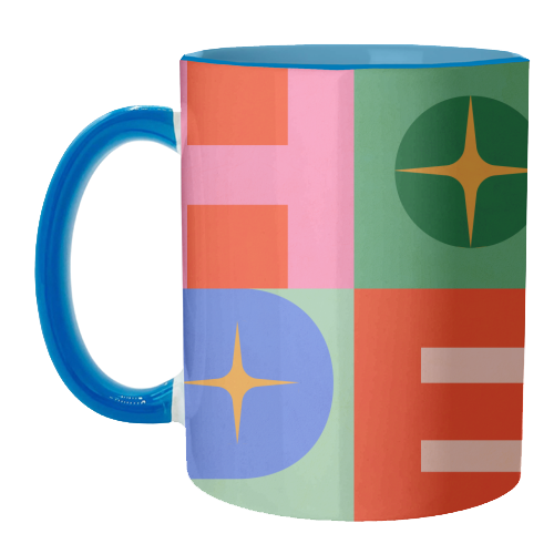 Bright Mid Mod HOPE Typography • Christmas greeting - unique mug by Dominique Vari