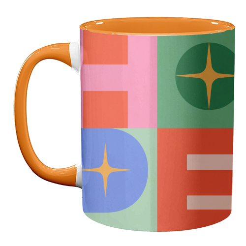 Bright Mid Mod HOPE Typography • Christmas greeting - unique mug by Dominique Vari