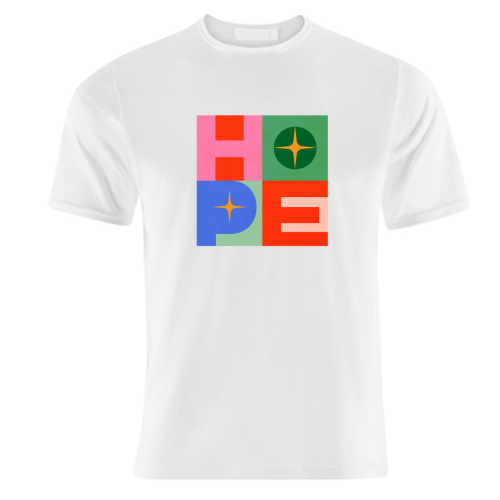 Bright Mid Mod HOPE Typography • Christmas greeting - unique t shirt by Dominique Vari