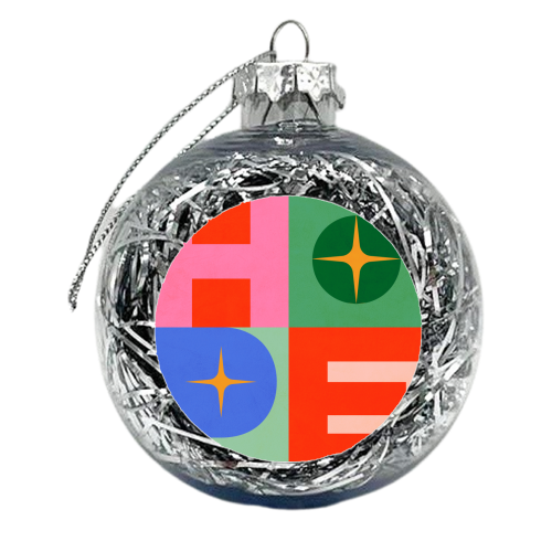 Bright Mid Mod HOPE Typography • Christmas greeting - xmas bauble by Dominique Vari