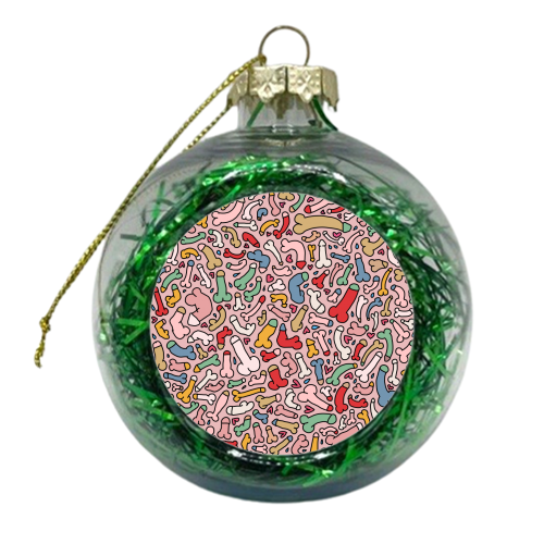 Bright penis pattern - xmas bauble by andrea zuza