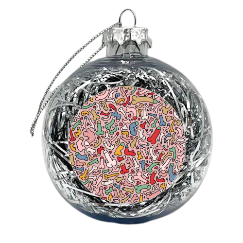 Bright penis pattern - xmas bauble by andrea zuza