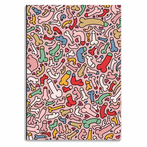 Bright penis pattern - personalised A4, A5, A6 notebook by andrea zuza