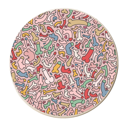 Bright penis pattern - personalised beer coaster by andrea zuza