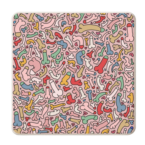 Bright penis pattern - personalised beer coaster by andrea zuza