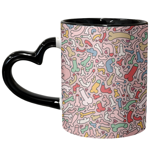 Bright penis pattern - unique mug by andrea zuza
