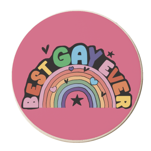 Bright Rainbow Best Gay Ever Gift - personalised beer coaster by Giddy Kipper