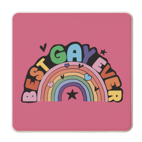 Bright Rainbow Best Gay Ever Gift - personalised beer coaster by Giddy Kipper