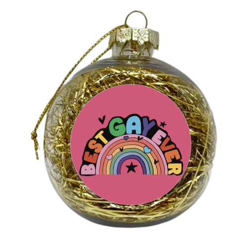 Bright Rainbow Best Gay Ever Gift - xmas bauble by Giddy Kipper