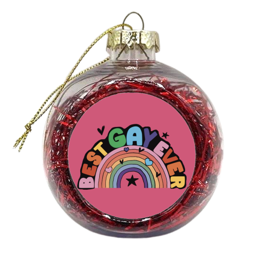 Bright Rainbow Best Gay Ever Gift - xmas bauble by Giddy Kipper