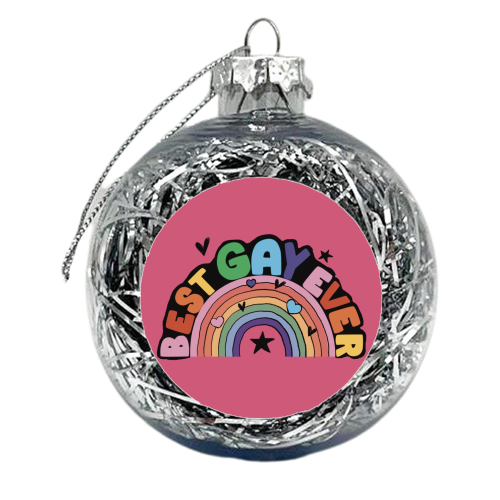 Bright Rainbow Best Gay Ever Gift - xmas bauble by Giddy Kipper