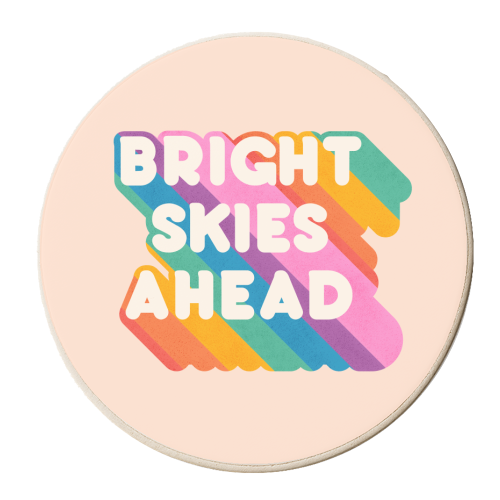 Bright Skies Ahead - rainbow typography - personalised beer coaster by Ania Wieclaw