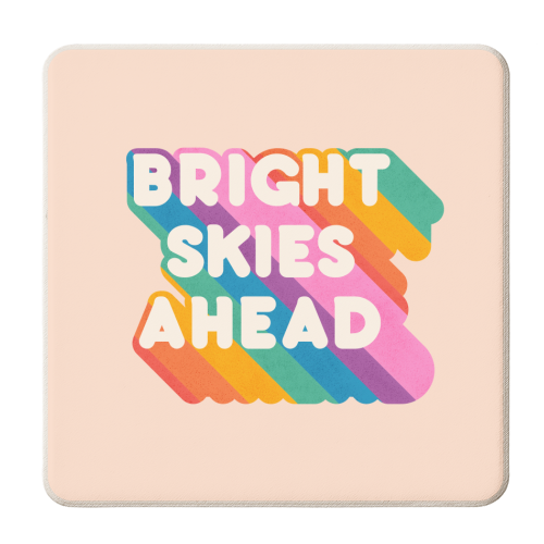 Bright Skies Ahead - rainbow typography - personalised beer coaster by Ania Wieclaw