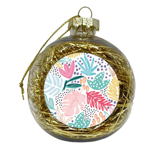 Bright Tropical Collage - xmas bauble by Dizzywonders