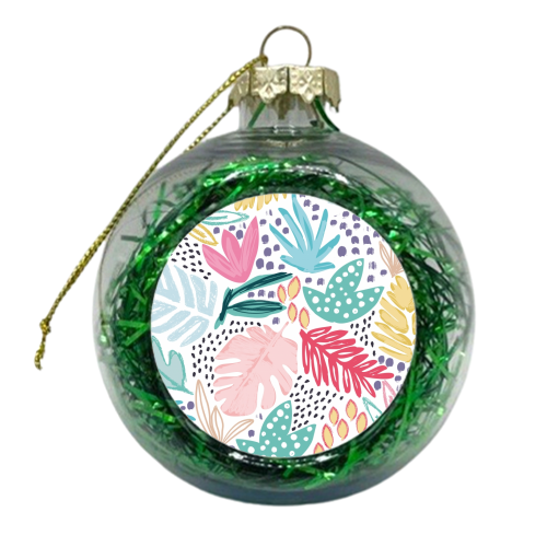 Bright Tropical Collage - xmas bauble by Dizzywonders
