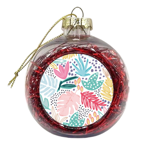 Bright Tropical Collage - xmas bauble by Dizzywonders