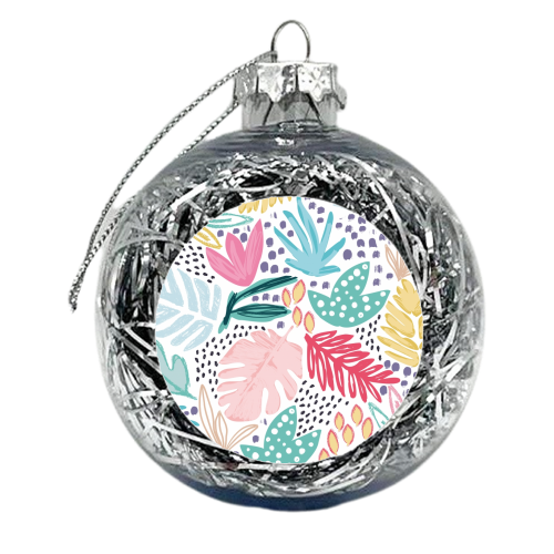 Bright Tropical Collage - xmas bauble by Dizzywonders