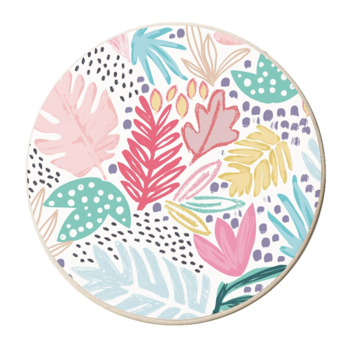 Bright Tropical Collage - personalised beer coaster by Dizzywonders