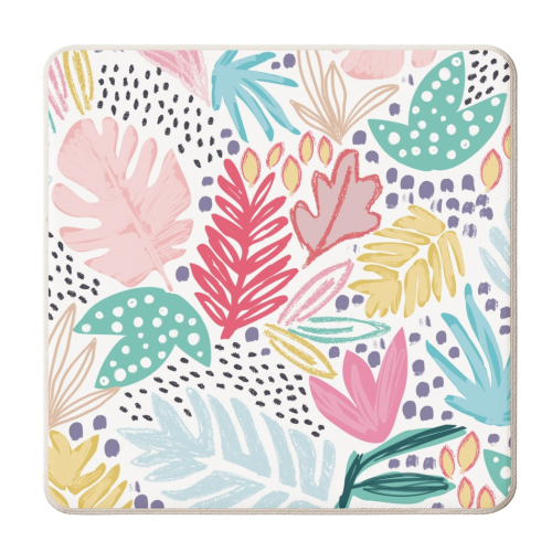 Bright Tropical Collage - personalised beer coaster by Dizzywonders