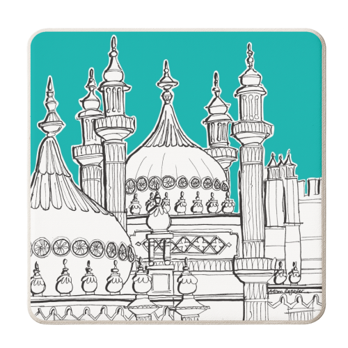 Brighton Pavilion Rooftops - personalised beer coaster by Adam Regester