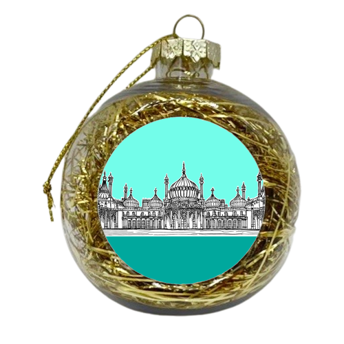 Brighton Pavilion ( turquoise/teal version) - xmas bauble by Adam Regester