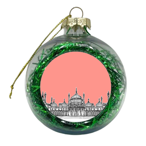 Brighton Royal Pavilion Facade ( Coral version ) - xmas bauble by Adam Regester