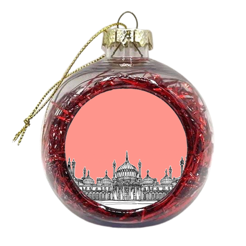 Brighton Royal Pavilion Facade ( Coral version ) - xmas bauble by Adam Regester