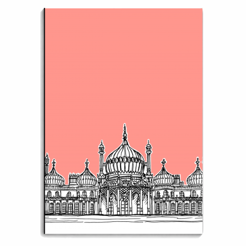 Brighton Royal Pavilion Facade ( Coral version ) - personalised A4, A5, A6 notebook by Adam Regester