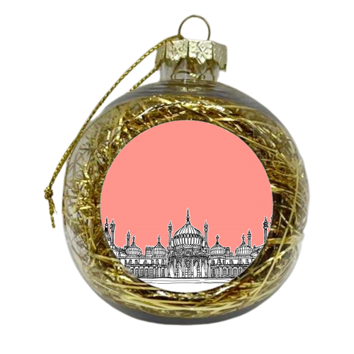 Brighton Royal Pavilion Facade ( Coral version ) - xmas bauble by Adam Regester