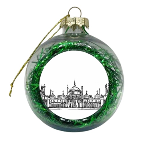 Brighton Royal Pavilion Facade Drawing - xmas bauble by Adam Regester
