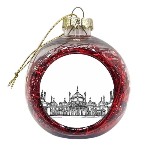 Brighton Royal Pavilion Facade Drawing - xmas bauble by Adam Regester