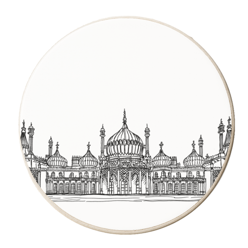 Brighton Royal Pavilion Facade Drawing - personalised beer coaster by Adam Regester