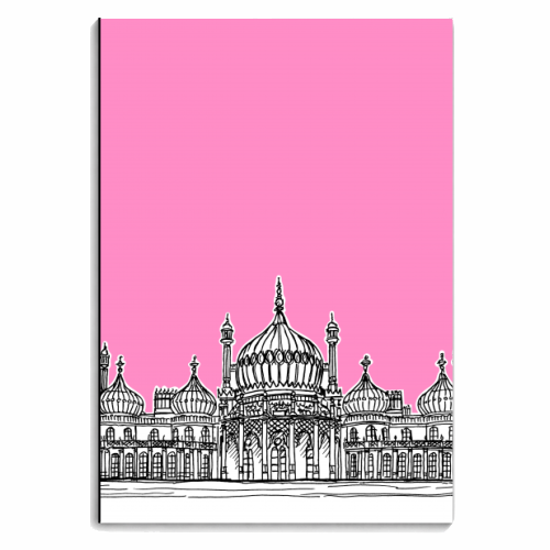 Brighton Royal Pavilion Facade ( pink version ) - personalised A4, A5, A6 notebook by Adam Regester