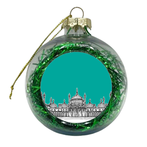 Brighton Royal Pavilion Facade ( teal version ) - xmas bauble by Adam Regester