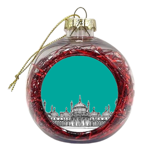 Brighton Royal Pavilion Facade ( teal version ) - xmas bauble by Adam Regester