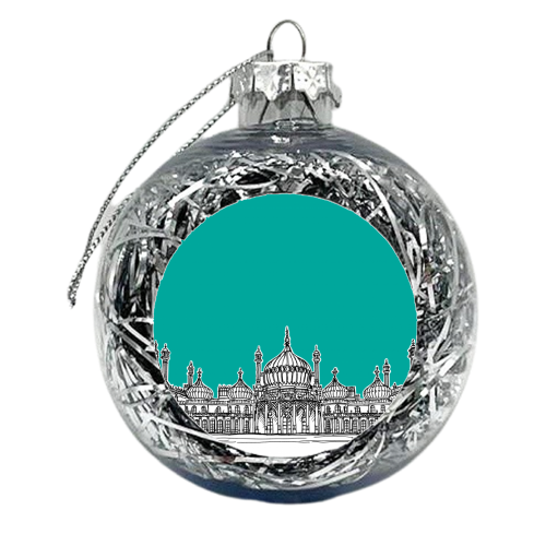 Brighton Royal Pavilion Facade ( teal version ) - xmas bauble by Adam Regester