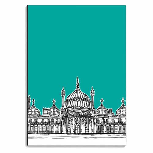 Brighton Royal Pavilion Facade ( teal version ) - personalised A4, A5, A6 notebook by Adam Regester