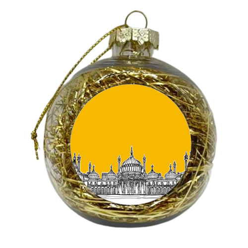 Brighton Royal Pavilion Facade ( yellow version ) - xmas bauble by Adam Regester