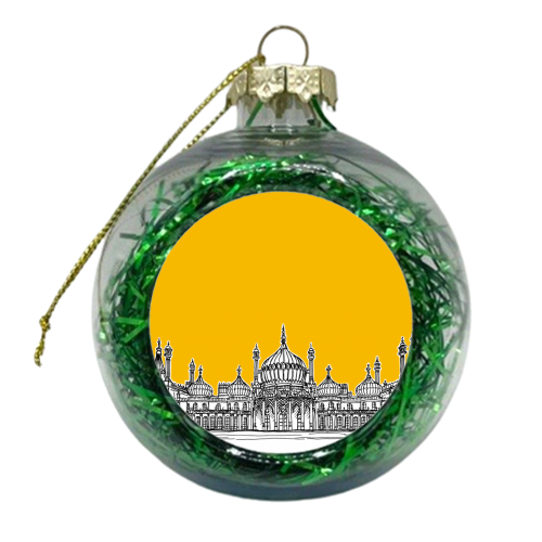 Brighton Royal Pavilion Facade ( yellow version ) - xmas bauble by Adam Regester