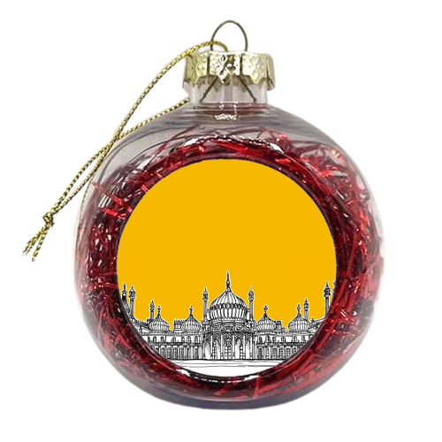 Brighton Royal Pavilion Facade ( yellow version ) - xmas bauble by Adam Regester