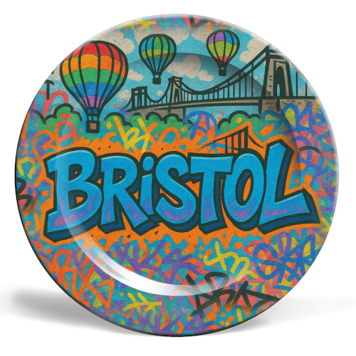 Bristol Graffiti - ceramic dinner plate by Ms Doodle