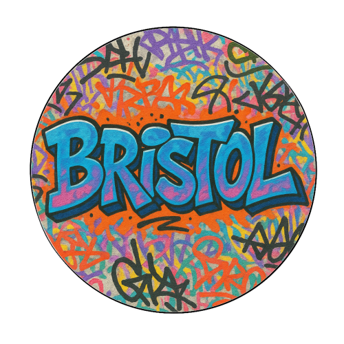 Bristol Graffiti - Circle Sticker by Ms Doodle
