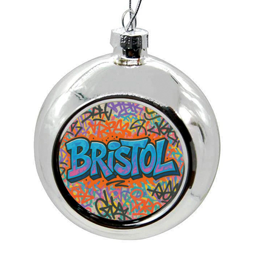 Bristol Graffiti - colourful christmas bauble by Ms Doodle