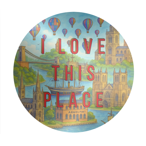 Bristol - I LOVE THIS PLACE - Circle Sticker by Lilly Rose