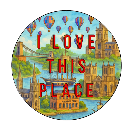 Bristol - I LOVE THIS PLACE - Circle Sticker by Lilly Rose