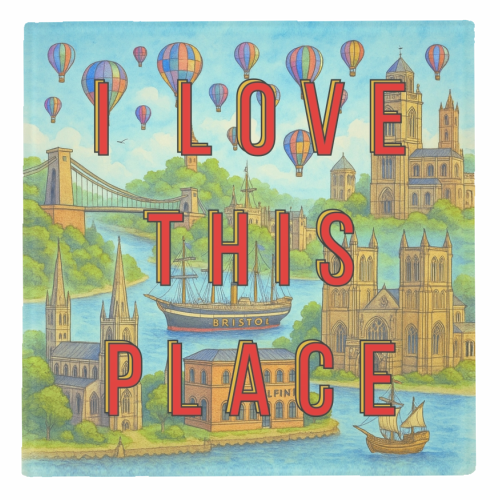 Bristol - I LOVE THIS PLACE - personalised beer coaster by Lilly Rose